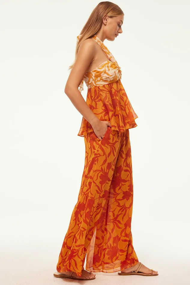 Women MISA Los Angeles Matching Sets FREDA PANT Atlas Floral Persimmon