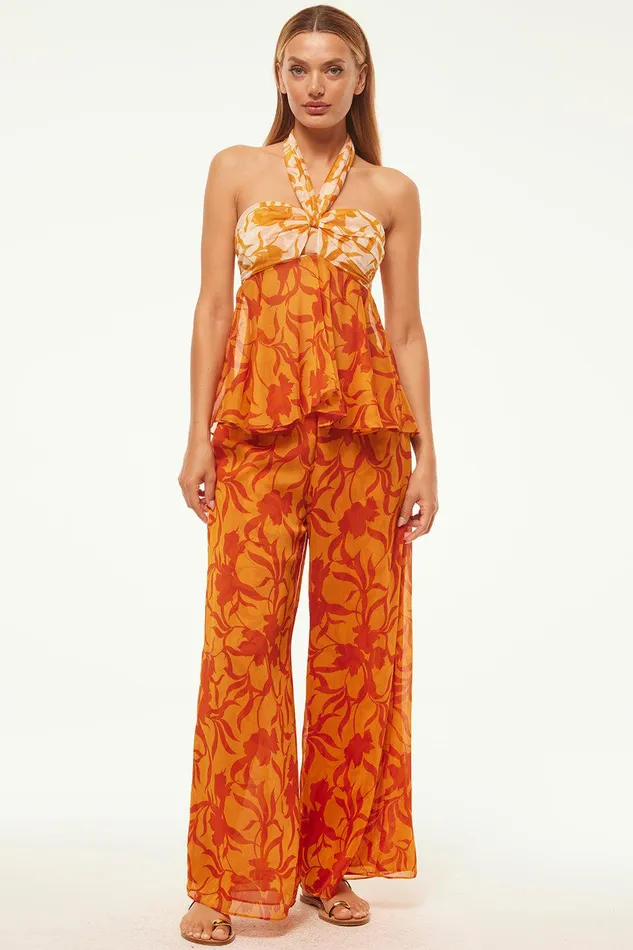 Women MISA Los Angeles Matching Sets FREDA PANT Atlas Floral Persimmon