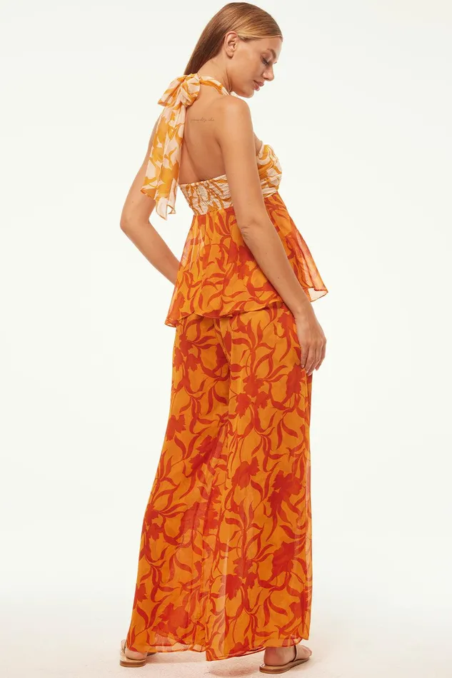 Women MISA Los Angeles Matching Sets FREDA PANT Atlas Floral Persimmon