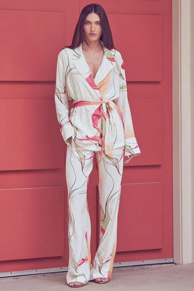 Women MISA Los Angeles Matching Sets FREJA TOP Divine Marble Crepe