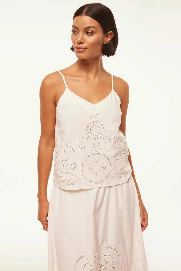 Women MISA Los Angeles Matching Sets MARCELA TOP Pink Eyelet