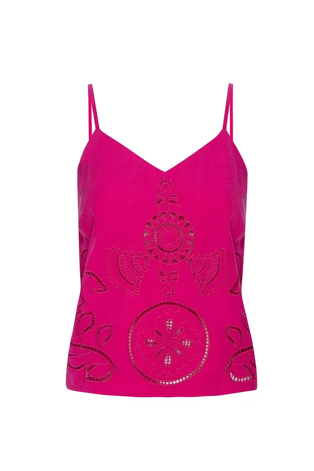 Women MISA Los Angeles Matching Sets MARCELA TOP Pink Eyelet