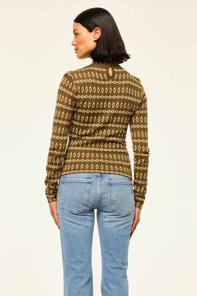 Women MISA Los Angeles Matching Sets RIVER TOP Olive Geo Stripe