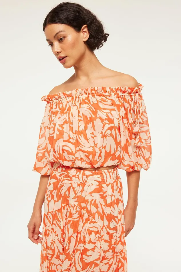 Women MISA Los Angeles Tops EVA TOP Patmos Tangerine