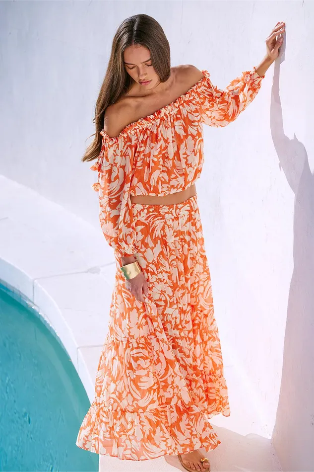 Women MISA Los Angeles Tops EVA TOP Patmos Tangerine
