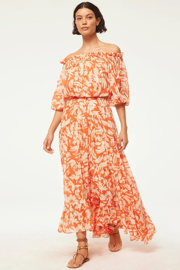 Women MISA Los Angeles Tops EVA TOP Patmos Tangerine