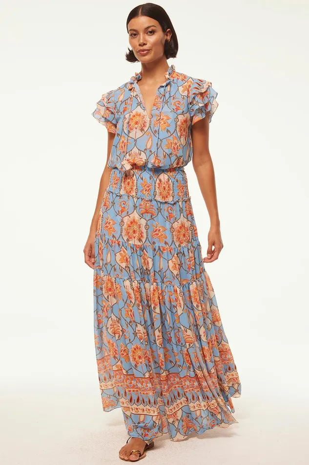 Women MISA Los Angeles Tops MARIA TOP Caged Floral