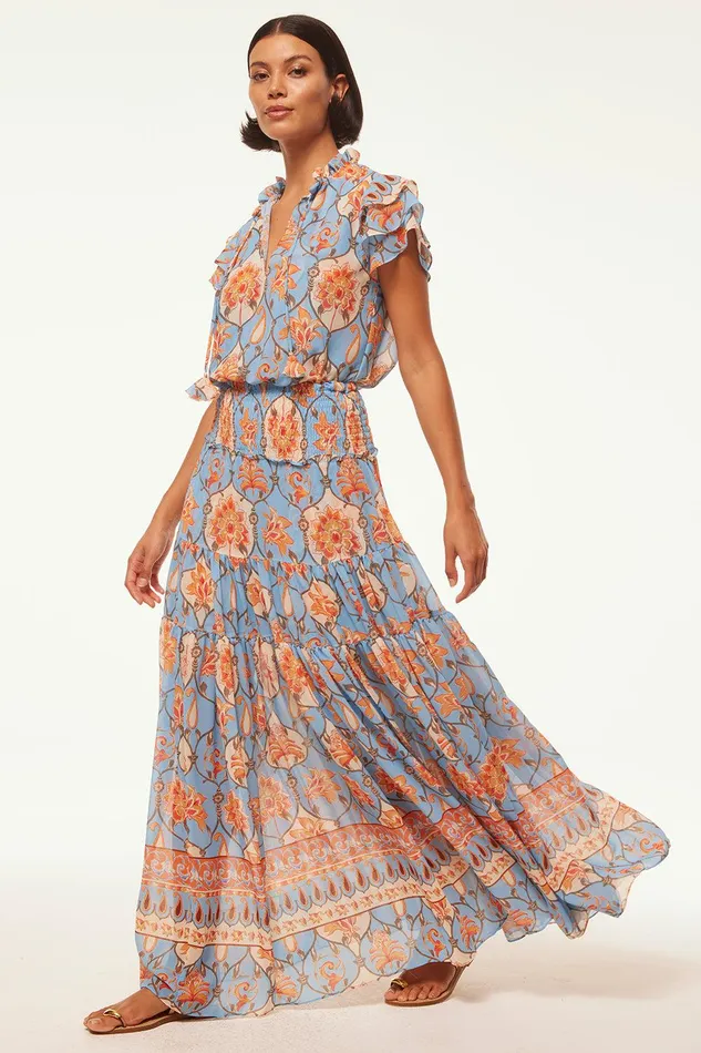 Women MISA Los Angeles Tops MARIA TOP Caged Floral