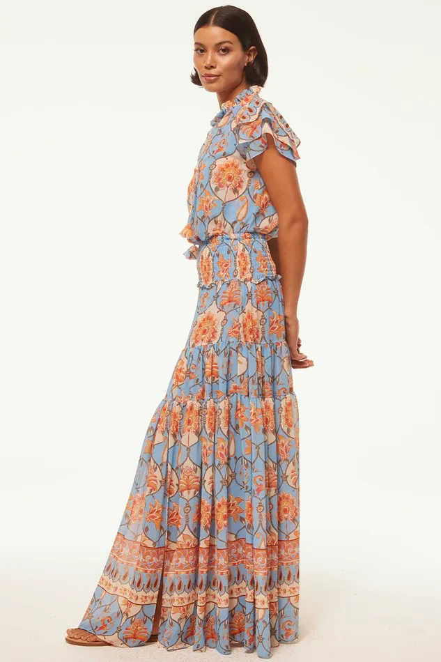 Women MISA Los Angeles Tops MARIA TOP Caged Floral