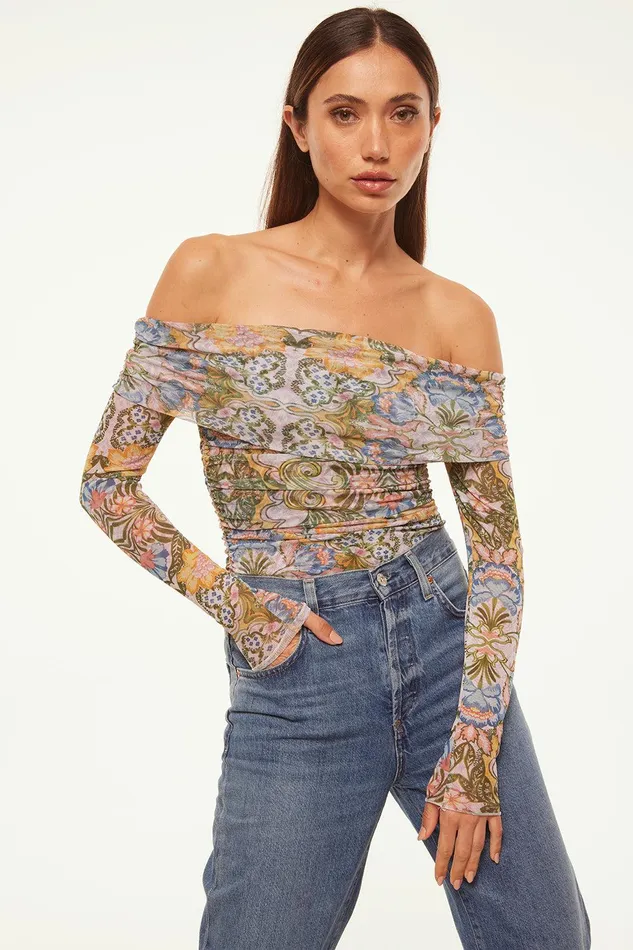 Women MISA Los Angeles Tops ORELLA BODYSUIT Dolce Vita Kaleidoscope