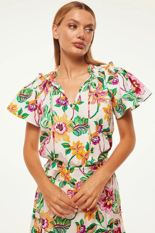 Women MISA Los Angeles Tops SUPARNA TOP Flora Exotica Cotton Poplin