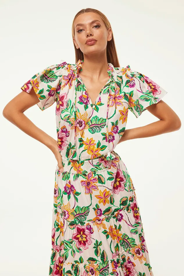 Women MISA Los Angeles Tops SUPARNA TOP Flora Exotica Cotton Poplin