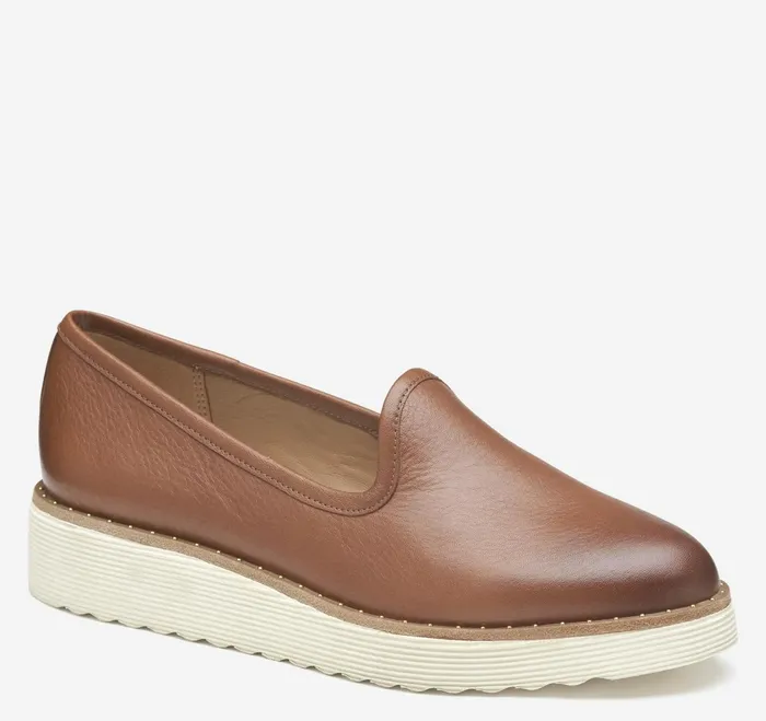 Women Mitzi Venetian Cognac Calfskin JohnstonandMurphy Mules and Loafers