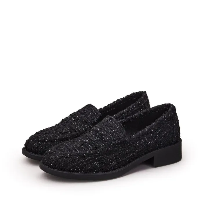 Women Moda In Pelle Brogues And Loafers Danna Black Textile