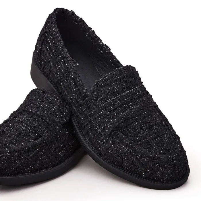 Women Moda In Pelle Brogues And Loafers Danna Black Textile