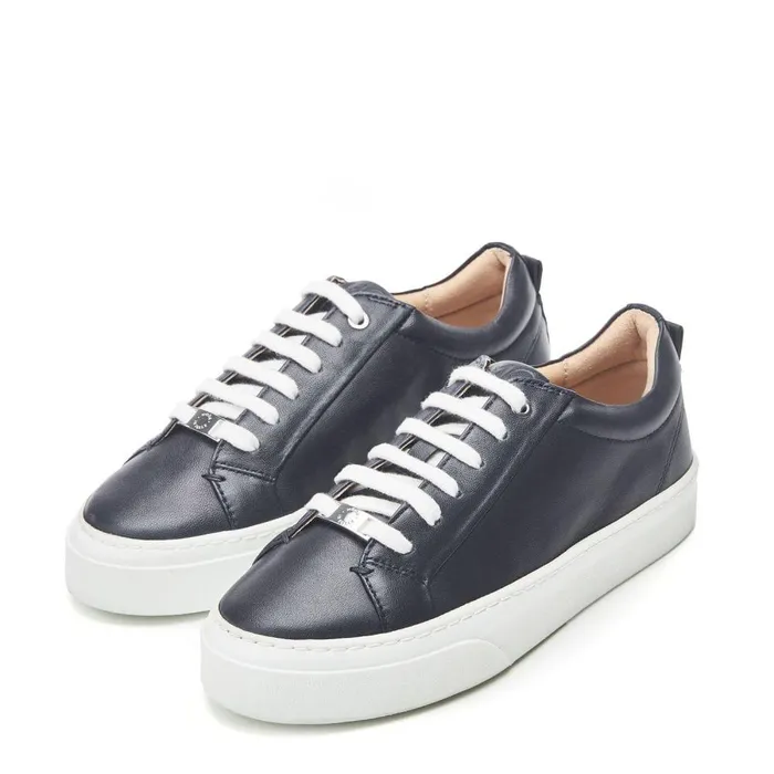 Women Moda In Pelle Casual Trainers Aiyla Navy Leather