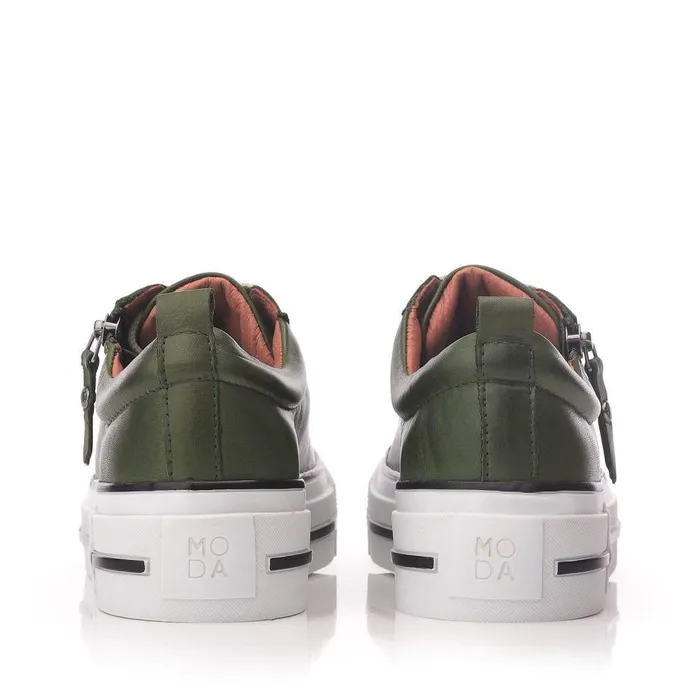 Women Moda In Pelle Casual Trainers Filician Green Leather