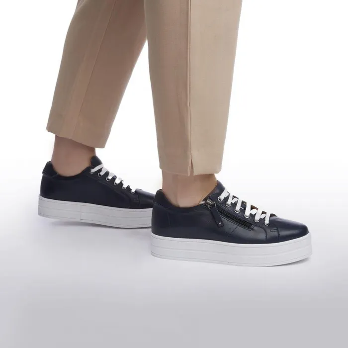 Women Moda In Pelle Chunky Trainers Bsoleful BGlazie Navy Leather