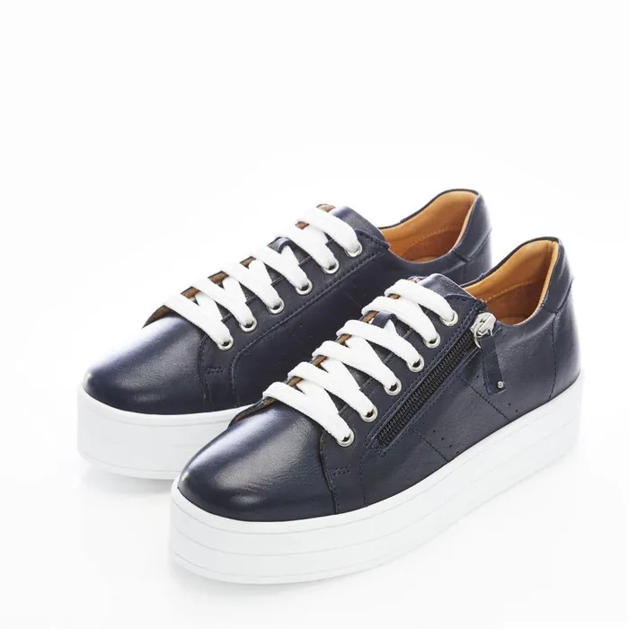 Women Moda In Pelle Chunky Trainers Bsoleful BGlazie Navy Leather