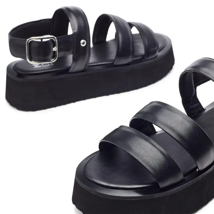 Women Moda In Pelle Flat Sandals Narla Black Leather