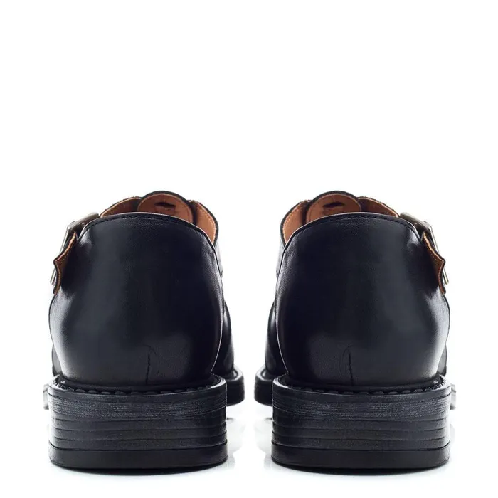 Women Moda In Pelle Flat Sandals Shoon Sh Imari Black Leather