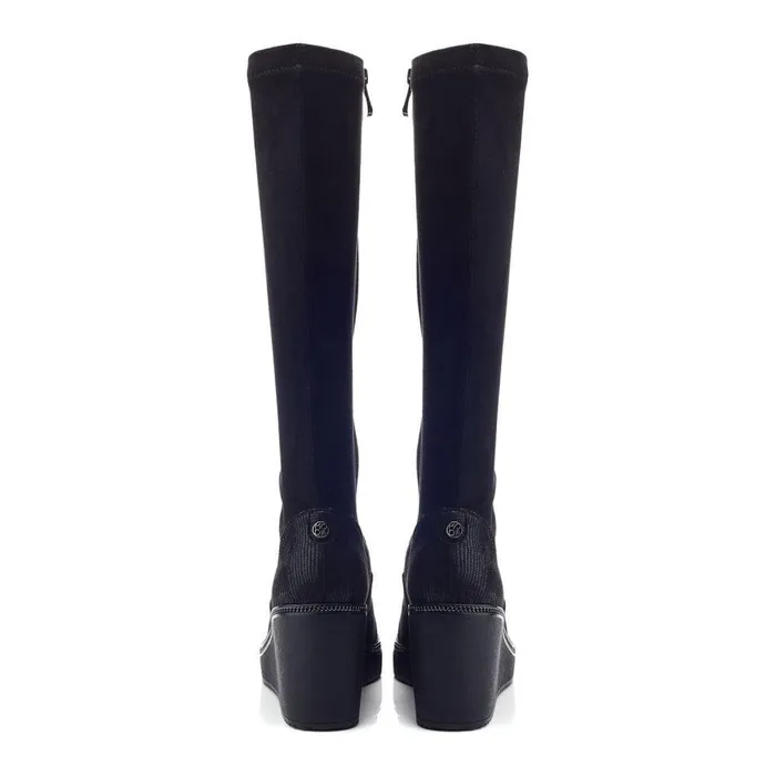 Women Moda In Pelle Knee High Boots Sallie Black Alcantara