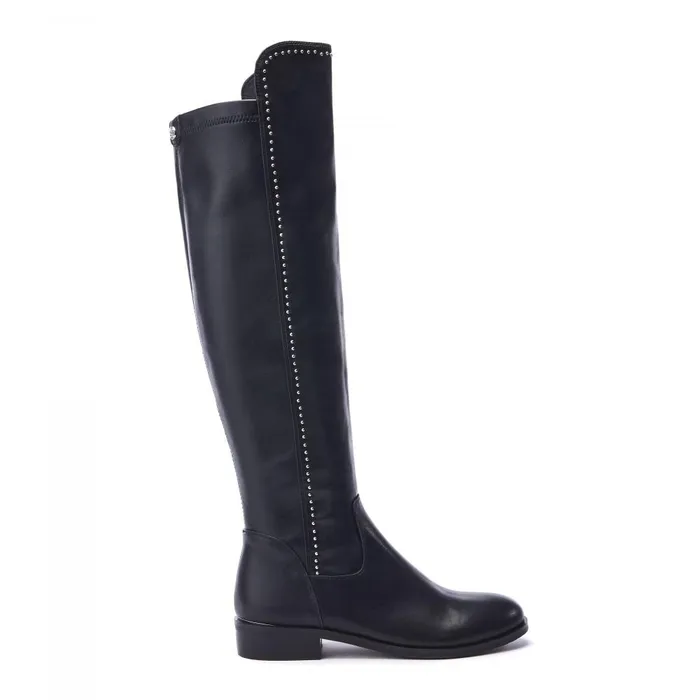 Women Moda In Pelle Knee High Boots Salman Black Porvair