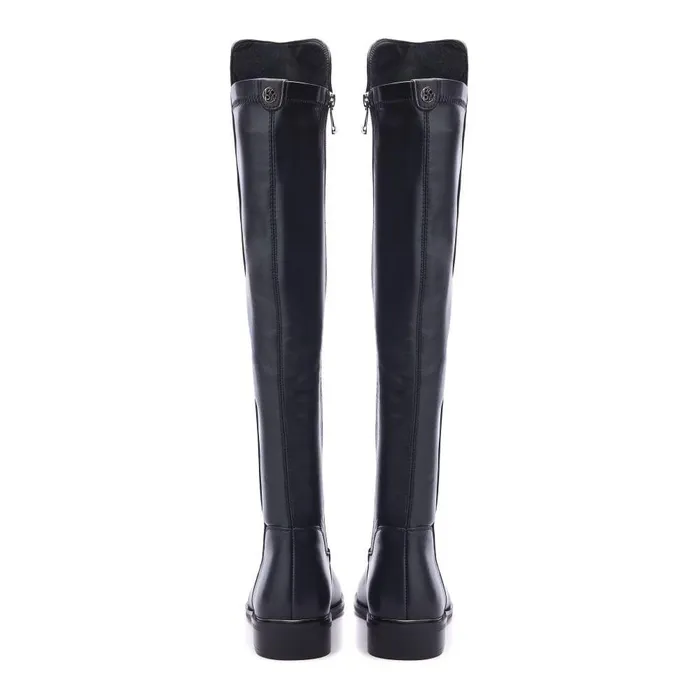 Women Moda In Pelle Knee High Boots Salman Black Porvair