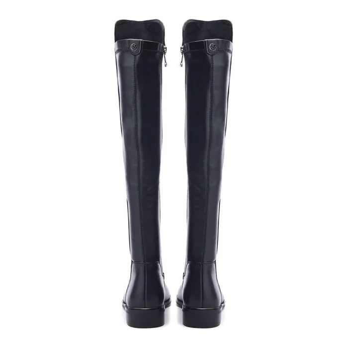 Women Moda In Pelle Knee High Boots Salman Black Porvair