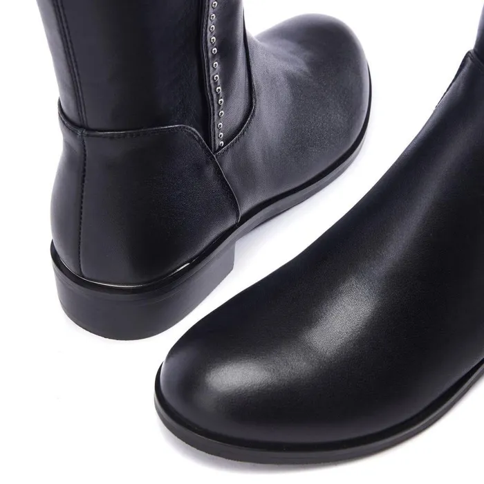 Women Moda In Pelle Knee High Boots Salman Black Porvair