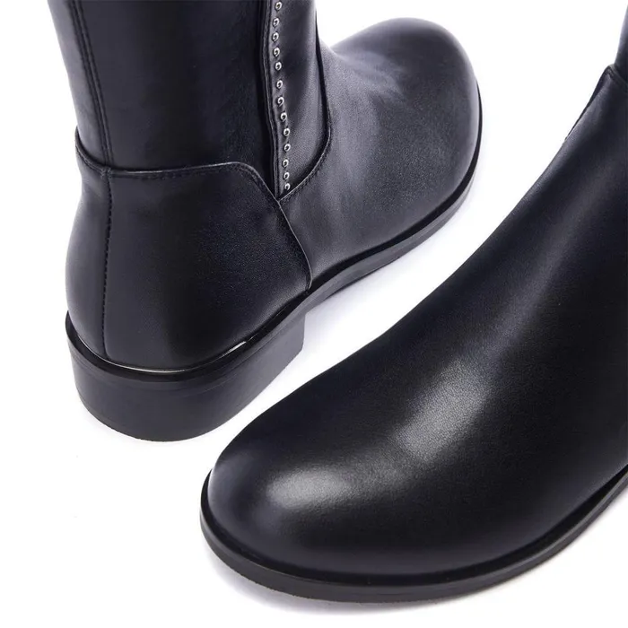 Women Moda In Pelle Knee High Boots Salman Black Porvair