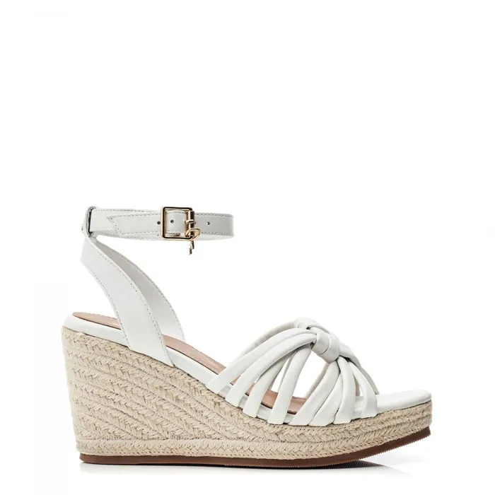 Women Moda In Pelle Wedge Sandals Rhina White Leather