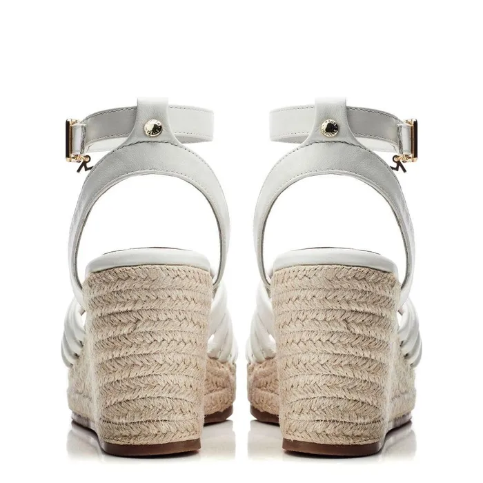 Women Moda In Pelle Wedge Sandals Rhina White Leather
