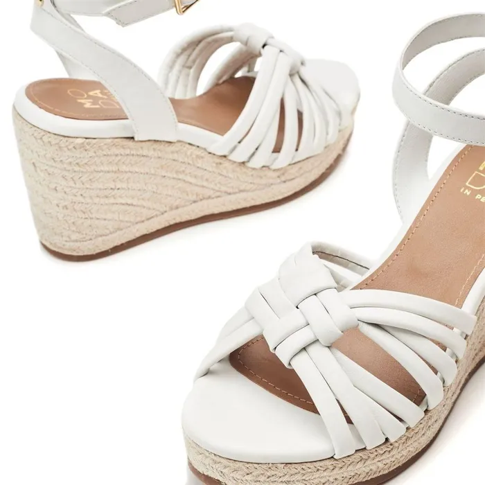 Women Moda In Pelle Wedge Sandals Rhina White Leather