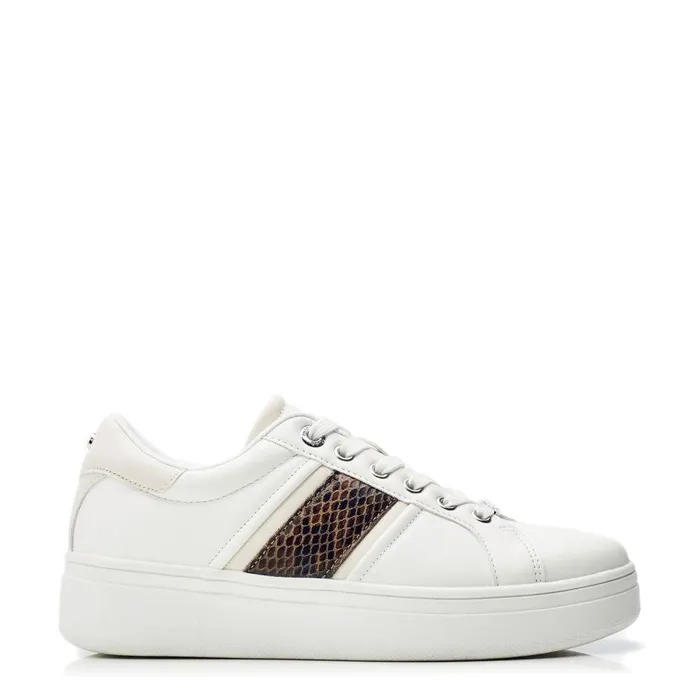 Women Moda In Pelle Wedge Trainers Alexxis White 8211 Snake Porvair