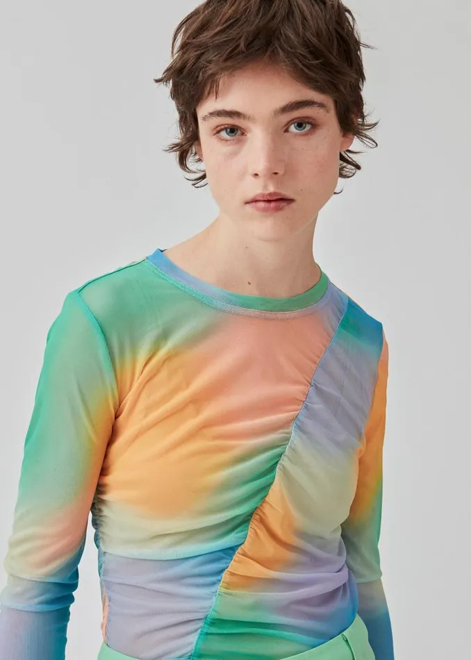 Women Modstrm Tops DinneMD Print Top Rainbow Blur