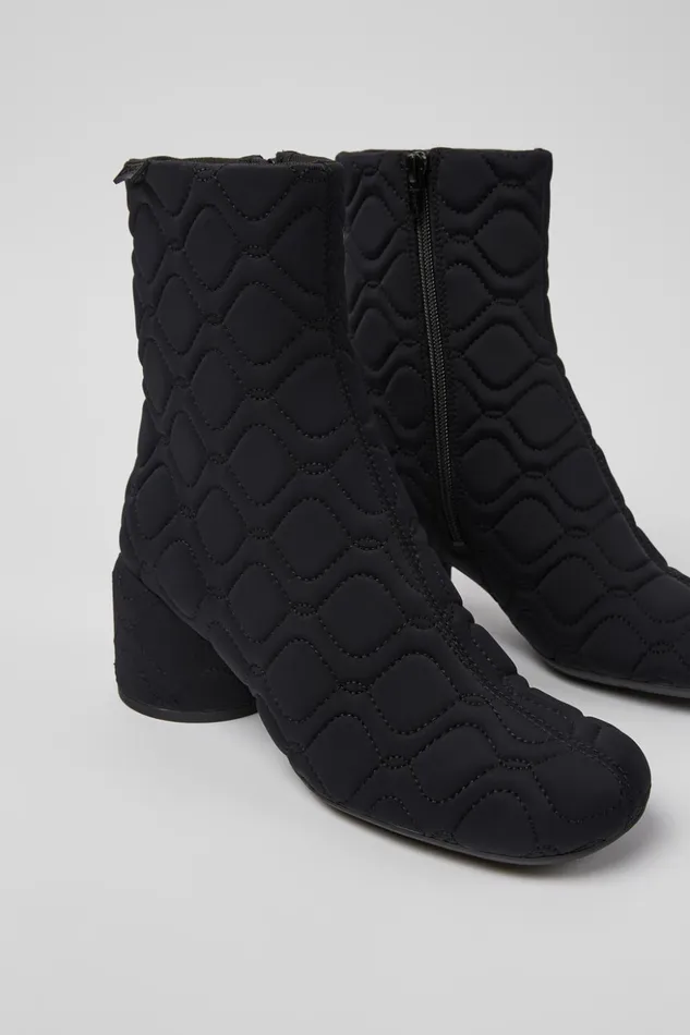 Women Niki Black Textile Boots Camper Ankle Boots