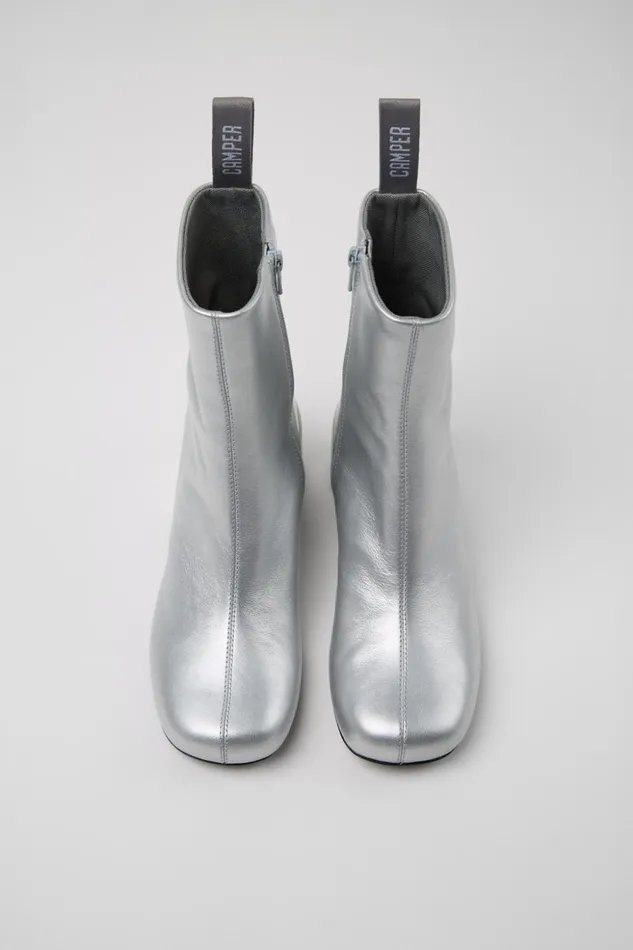 Women Niki Silver Leather Ankle Boots Camper Ankle Boots Women Niki Silver Leather Ankle Boots Camper Ankle Boots