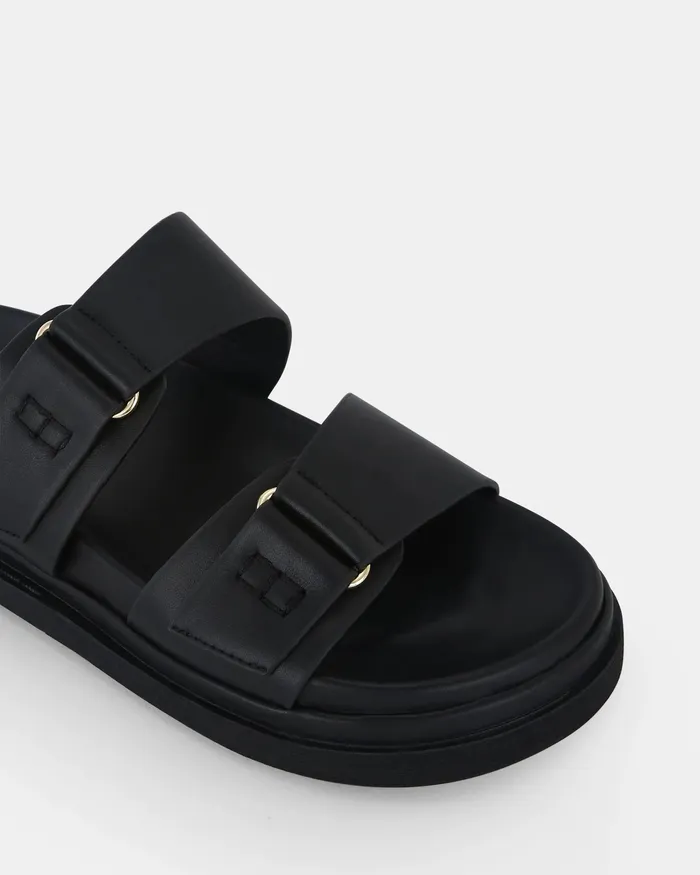 Women NOVO Shoes SANTENA BLACK Sandals Flat Sandals
