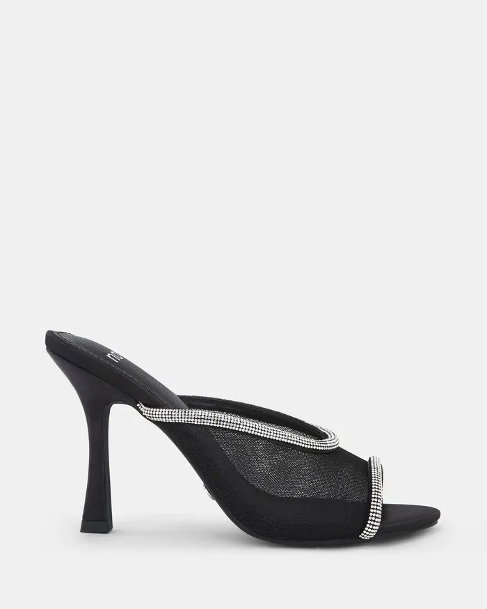 Women NOVO Shoes ZEMMA BLACK Open Toe Heels Peep Toes