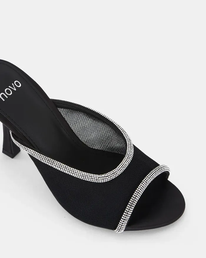 Women NOVO Shoes ZEMMA BLACK Open Toe Heels Peep Toes
