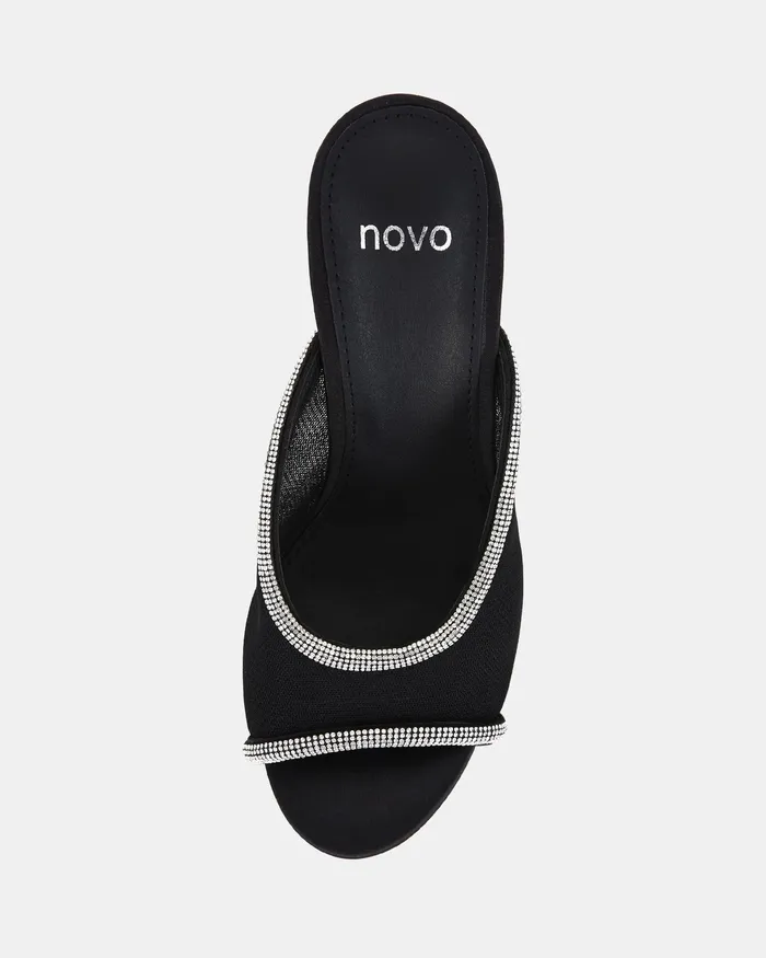 Women NOVO Shoes ZEMMA BLACK Open Toe Heels Peep Toes