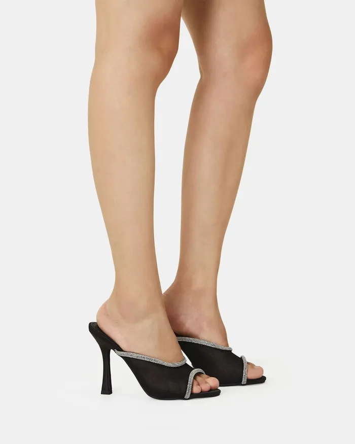 Women NOVO Shoes ZEMMA BLACK Open Toe Heels Peep Toes