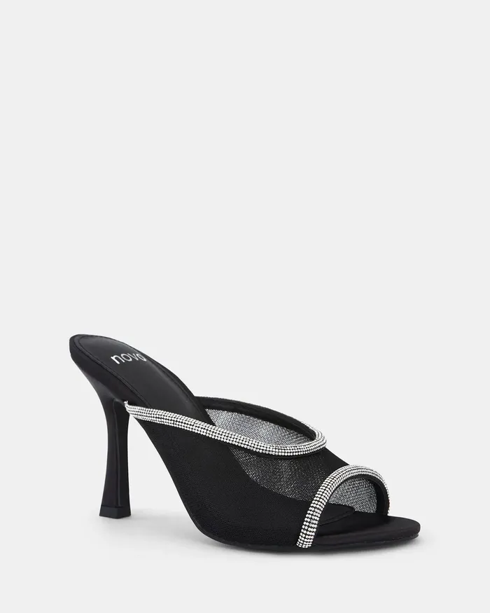 Women NOVO Shoes ZEMMA BLACK Open Toe Heels Peep Toes