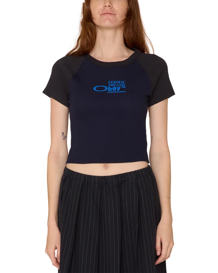 Women OBEY Clothing COSMIC DREAMS STEVIE TSHIRT Black Iris TSHIRTS