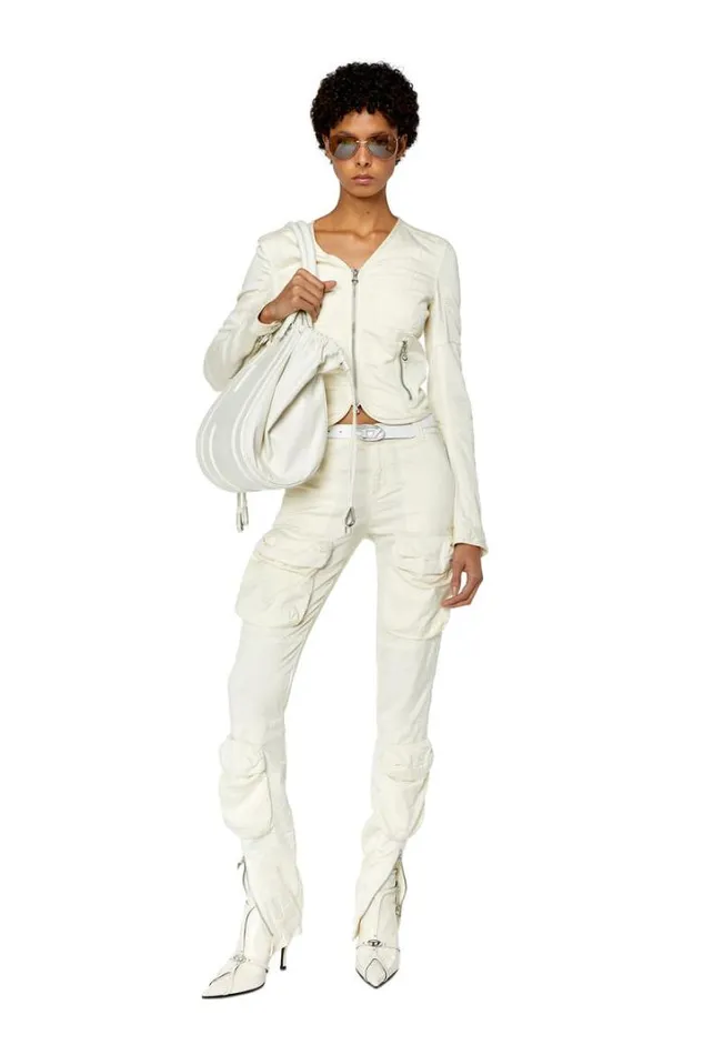 Women PLan White Diesel Trousers And Shorts