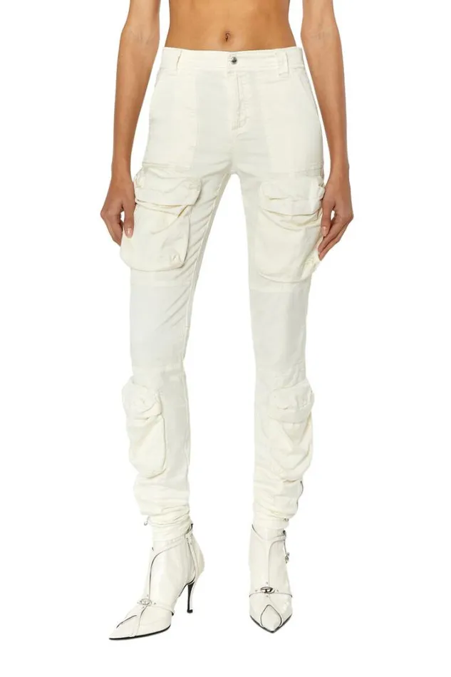 Women PLan White Diesel Trousers And Shorts Women PLan White Diesel Trousers And Shorts