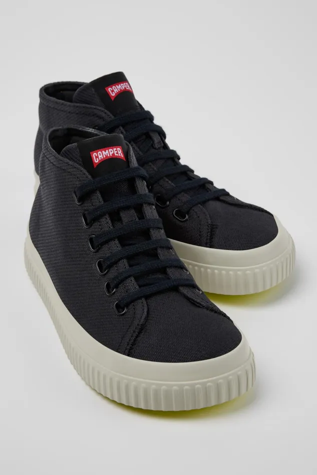Women Peu Roda Black Recycled Cotton Sneakers Camper Ankle Boots