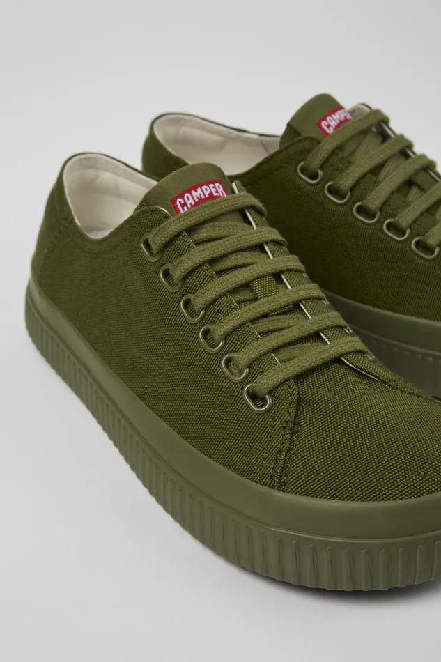 Women Peu Roda Green Textile Shoes Camper Sneakers