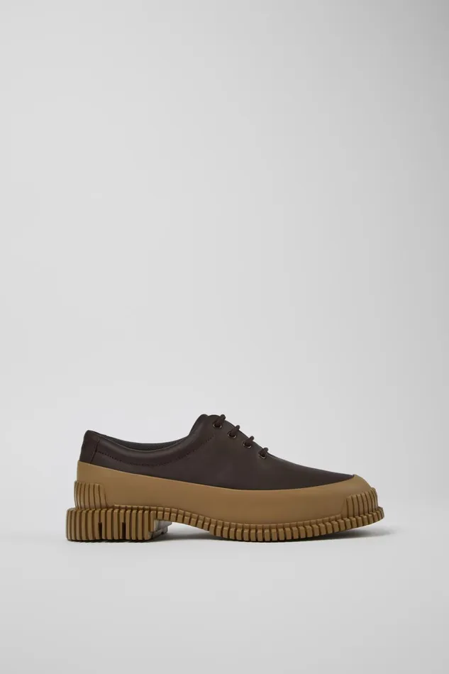 Women Pix Brown Leather Laceup Shoes Camper Formal Shoes Women Pix Brown Leather Laceup Shoes Camper Formal Shoes